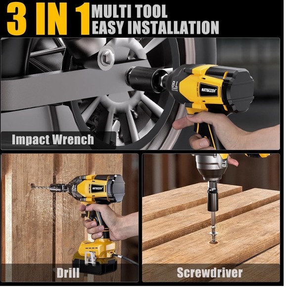 Cordless Brushless Impact‎ Wrench 12 Inch Drive 600 Ft Lbs Torque For Automotive - Picture 5 of 12